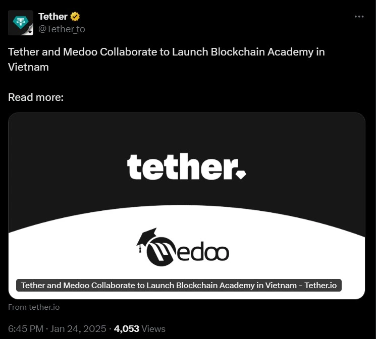 Tether announces partnership with Medoo