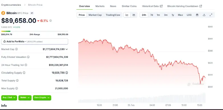 Bitcoin 24 Hours chart 