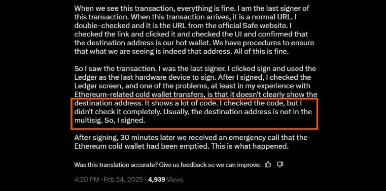 Bybit's CEO Ben Zhou admits flaw in signing