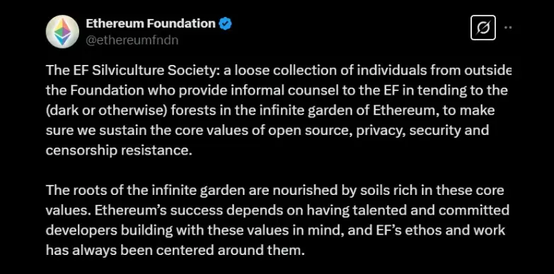 Ethereum Foundation announces launch of Silviculture Society