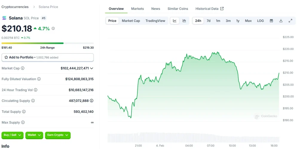 SOL 24 Hours Chart